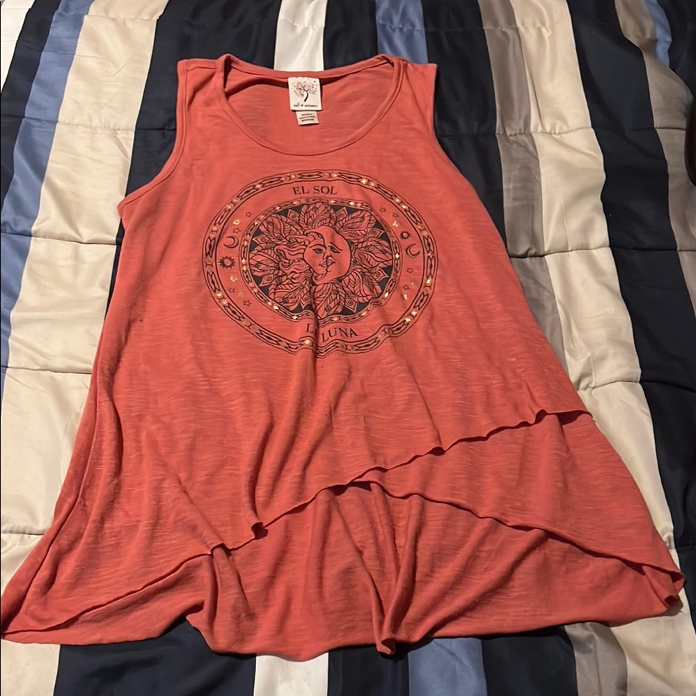 Self Esteem Pink Asymmetrical Tank Top